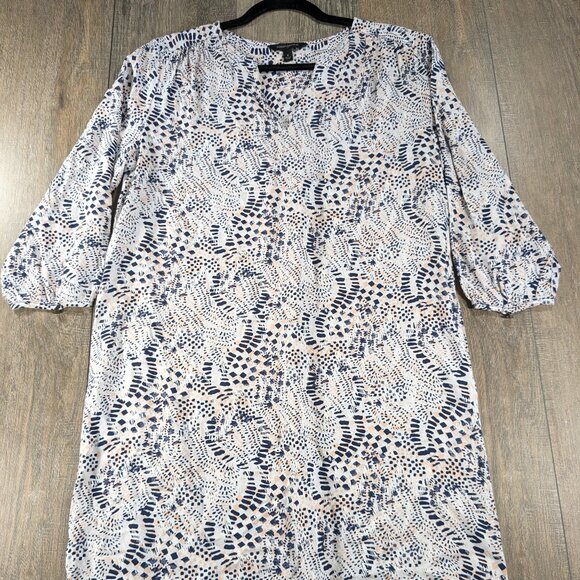 Banana Republic Tunic Dress Womens 8 Multicolor Print 3/4 Sleeve Shift BOHO - Picture 1 of 10